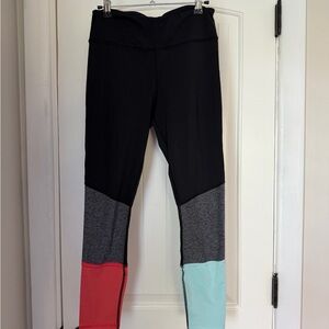 Lululemon Pink and Blue Color Block Leggings